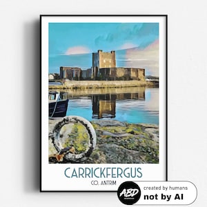 Poster turistico del castello di Carrickfergus, decorazione murale, senza cornice, Irlanda del Nord, Antrim