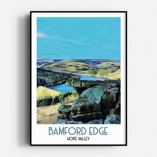 Bamford Edge Reise Poster, Wandkunst, UNGERAHMT, England