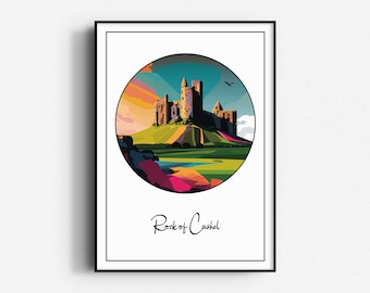 Rock of Cashel Colour Print, Wall Art, UNFRAMED, Ireland, County Tipperary