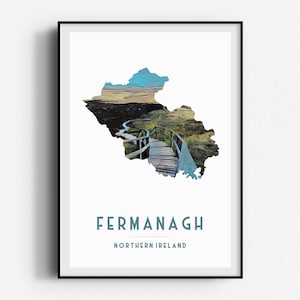 Fermanagh Fear Manach Cuilcagh Singles Reise Poster, Wand Kunst, UNGERAHMT, Nordirland, Irland