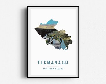 Fermanagh Fear Manach Cuilcagh Trail Travel Poster,  Wall Art, UNFRAMED, Northern Ireland, Ireland