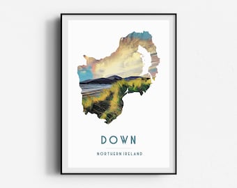 Down/An Dún Murlough Beach Travel Poster,  Wall Art, UNFRAMED, Northern Ireland, Ireland