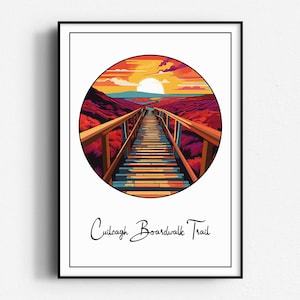 Cuilcagh Boardwalk Spur Farbdruck, Wandkunst, UNGERAHMT, Nordirland, County Antrim
