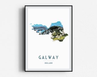 Galway Gaillimh Diamond Hill Travel Poster,  Wall Art, UNFRAMED, Ireland
