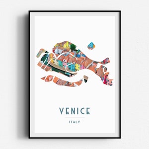 Venice Canals Travel Poster,  Wall Art, UNFRAMED, Italy