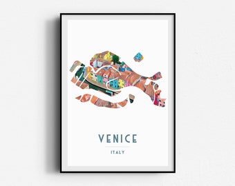 Venice Canals Travel Poster,  Wall Art, UNFRAMED, Italy