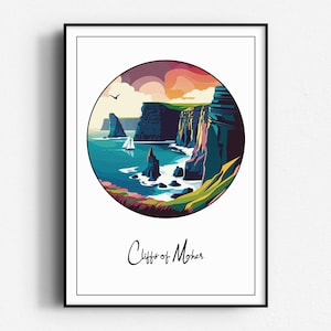 Cliffs of Moher Farbdruck, Wandkunst, UNGERAHMT, Irland, County Clare