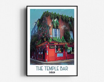 poster paper print signed The Temple Bar painting illustration drawing ukraine city landscape dublin ireland free shipping