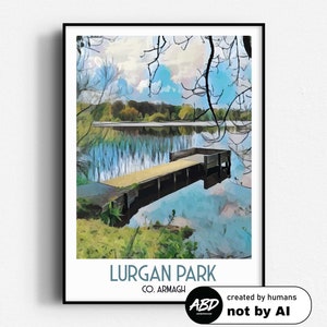 Poster di viaggio di Lurgan Park, arte murale, SENZA CORNICE, Irlanda del Nord, Armagh