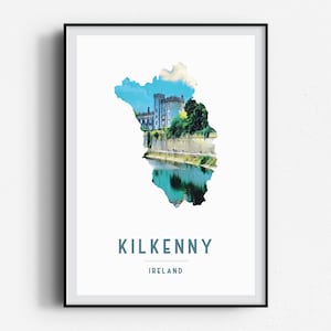 Kilkenny Cill Chainagh Kilkenny Castle Travel Poster, Wall Art, UNFRAMED, Ireland