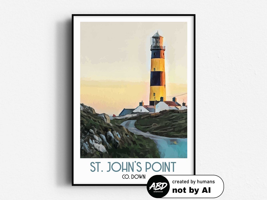St. John's Point Lighthouse Travel Poster, Wall Art, UNFRAMED, Northern ...