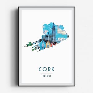 Cork Corcaigh Cobh Cathedral Travel Poster,  Wall Art, UNFRAMED, Ireland