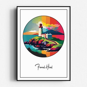 Fanad Head Leuchtturm Farbdruck, Wandkunst, UNGERAHMT, Irland, County Donegal
