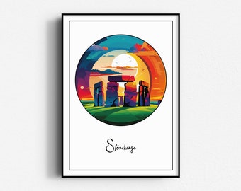 Stonehenge Colour Print, Wall Art, UNFRAMED, England