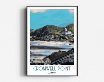 Cromwell Point Travel Poster,  Wall Art, UNFRAMED,  Ireland, Kerry