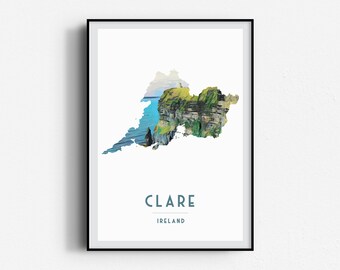 Clare An Clár Cliffs of Moher Travel Poster,  Wall Art, UNFRAMED, Ireland