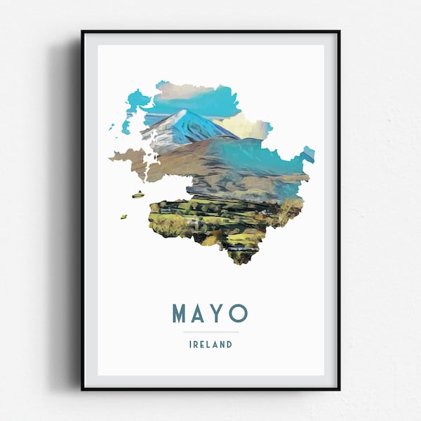 Mayo Maigh Eo Croagh Patrick Travel Poster,  Wall Art, UNFRAMED, Ireland