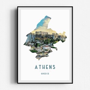 Athens Acropolis Travel Poster,  Wall Art, UNFRAMED, Greece