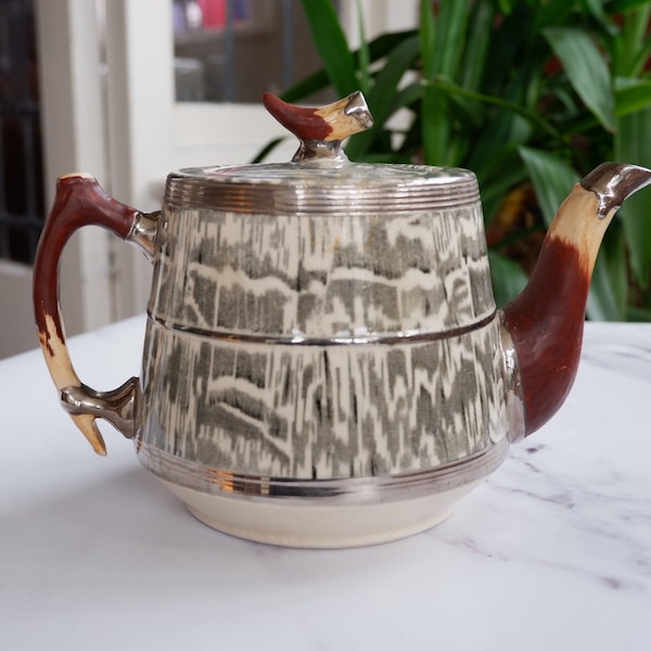 Arthur Wood Silver Shield Teapot - Rare Vintage circa 1934