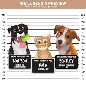 Personalise Dog Mugshot Pawlice Portrait Custom Pet Mugshot Bad Dog Bad Cat Criminal Pet Mugshot