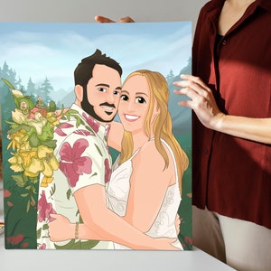 Custom Couple Portrait Personalized Gift Cartoon Drawing Anniversary Gift