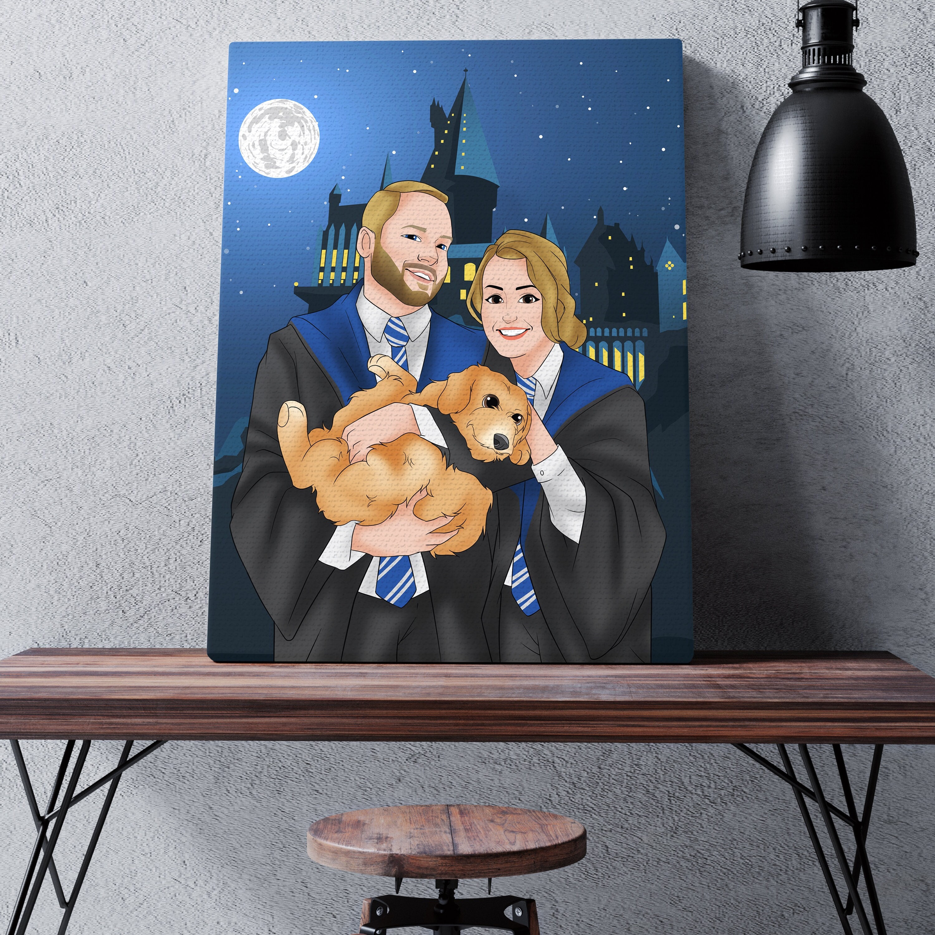 Personalisiertes Zauberer Paar Portrait im Harry Potter Stil