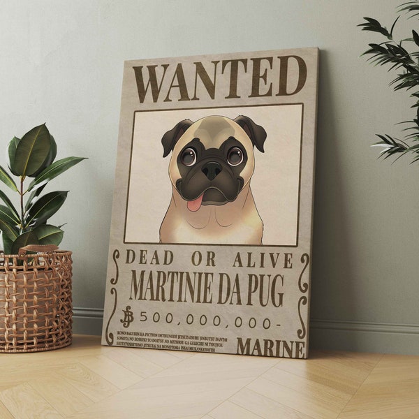 Custom Wanted Poster Anime, Personalized Gift  Funny Pet Portrait Wanted Pet Art Pirate Pet Art Anime Pet Portrait Birthday Gift Anniversary