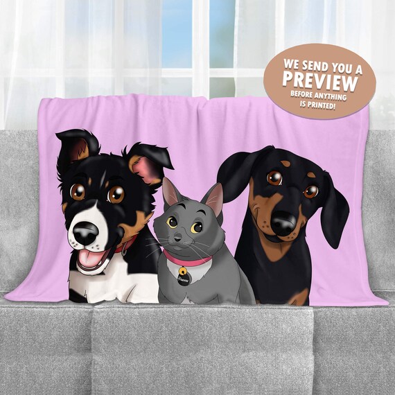 Custom dog hot sale blanket etsy
