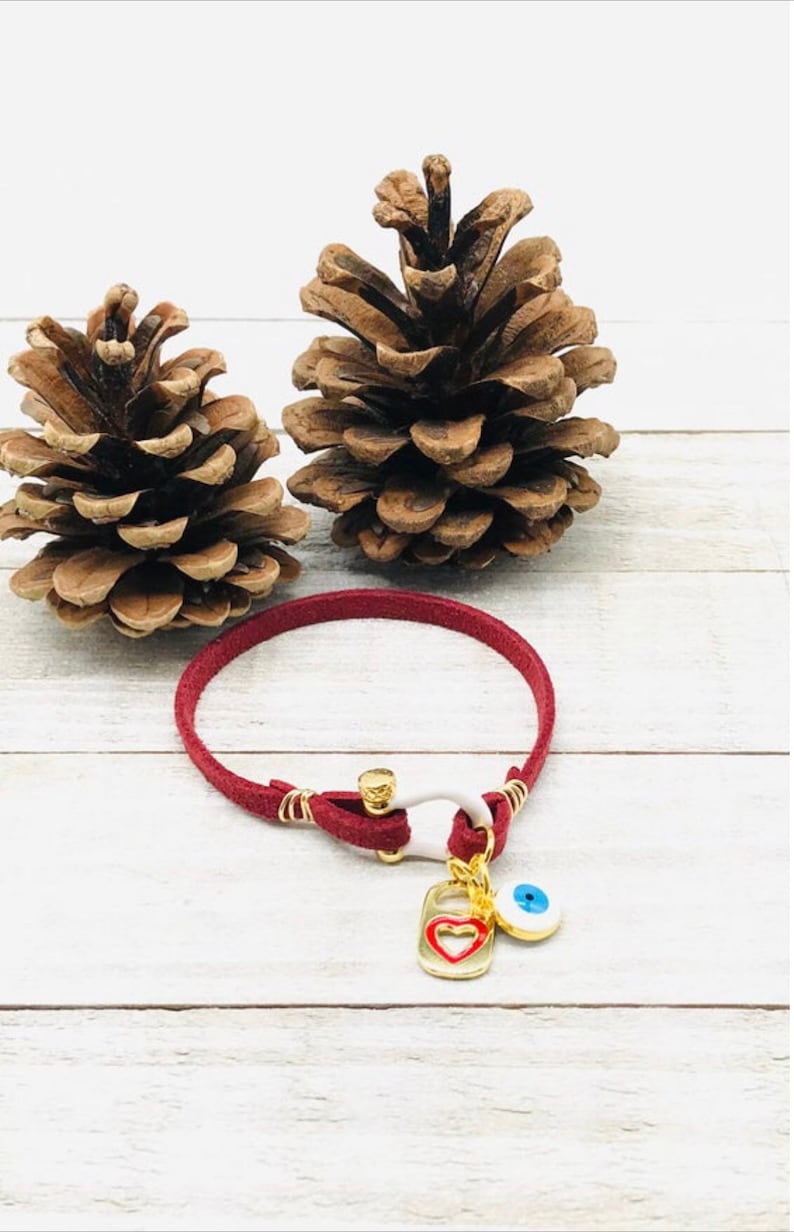 Vegan Leather Soda Pop Top Leather Charm Bracelets Faux Suede Boho Jewelry Charms Evil Eye Charm Enamel Connector