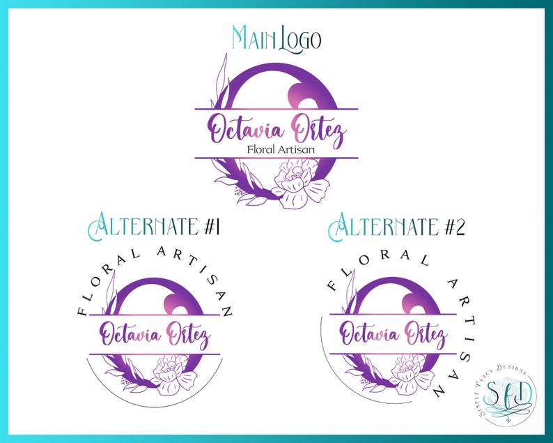 Download Premade logo feminine logo floral logo monogram flowers | Etsy