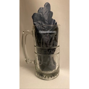 26.5 oz Personalized Monogrammed Glass Beer Stein/ 26.5 ounces Monogram Beer Mug Gift/ Custom Name Cup/Groomsman Name Gift
