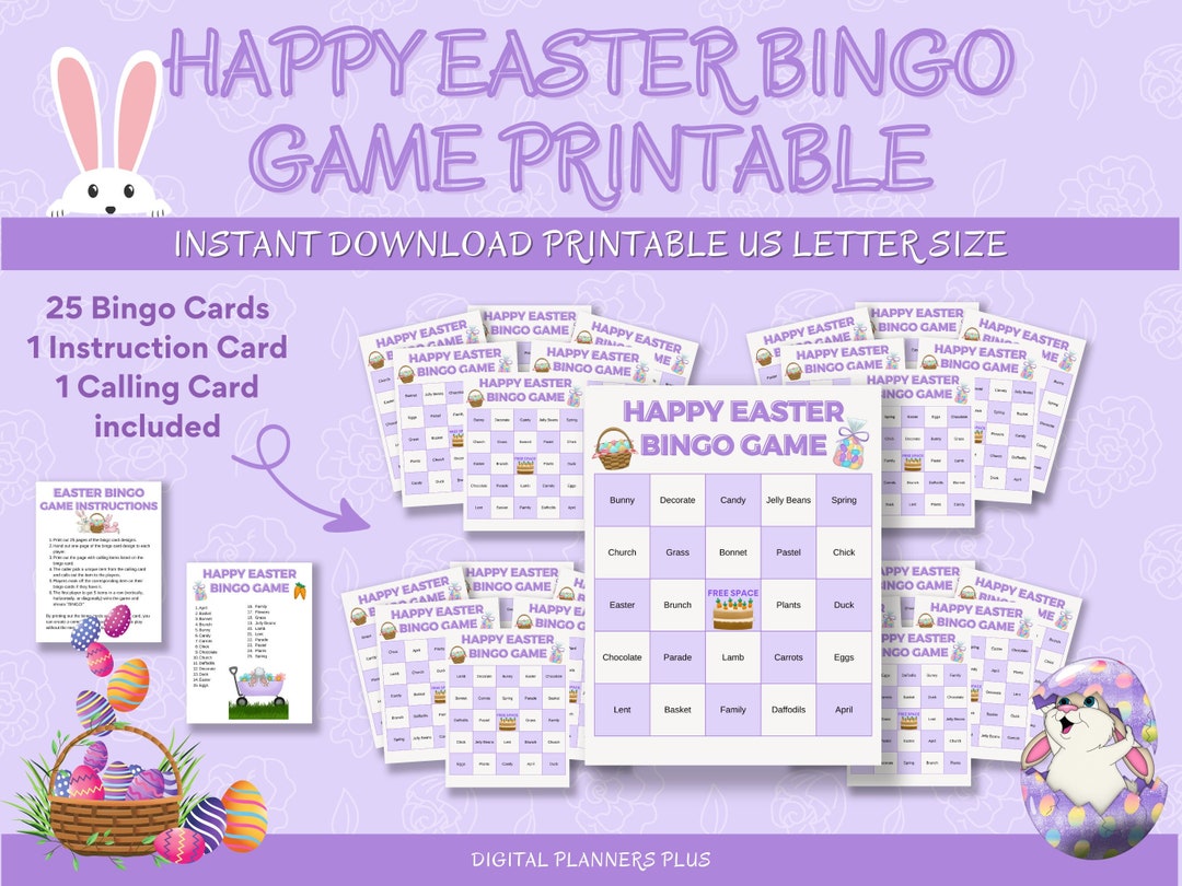 Easter Bingo Printable Bingo Cards Easter Game Family Bingo Easter