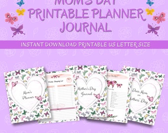 Moms Day Printable Planner Journal, Mother's Day Letter from Daughter, Weekly Planner Printable, Family Planner, Household Planner