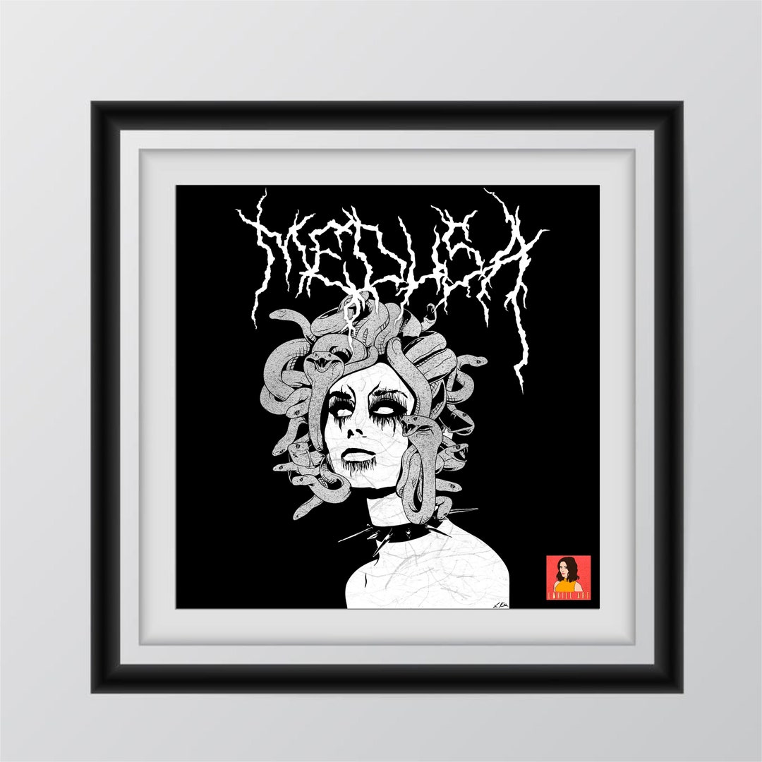 Black Metal Medusa Art Print Black Metal Art Print Medusa Etsy