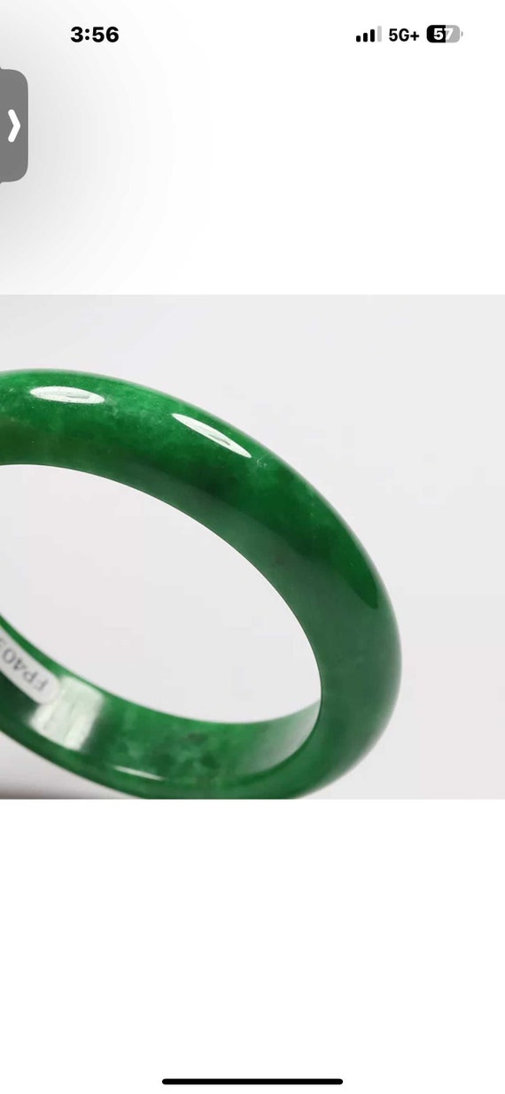 VINTAGE Medium Jadeite Green Jade Bangle Size 58m… - image 8