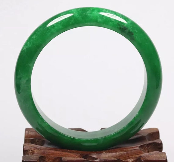 VINTAGE Medium Jadeite Green Jade Bangle Size 58m… - image 5