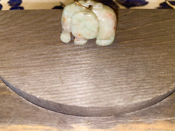 VINTAGE Jadeite Green & Yellow Jade Elephant from… - image 3
