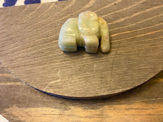 VINTAGE Jadeite Green & Yellow Jade Elephant from… - image 8