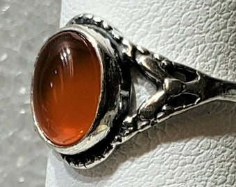 Handmade Carnelian Ring Sterling Silver Size 9
