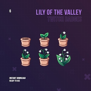 Badges Twitch du Muguet | Flux Sub &Bit Badge | Insignes de bits de fleurs | Plante | Graphiques Twitch | Cloches de mai | Streamer | Insignes mignons