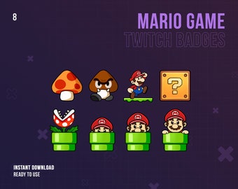Mario Twitch Badges | Stream Sub & Bit Badges | Mario Bit Badges | Mario Game | Twitch Graphics | Streamer | Cute Badges