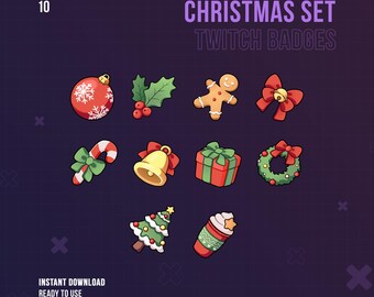 Christmas Set Twitch Badges | Points | Xmas | Channel Point | Twitch Graphics | Sub Badges | Bit Badges | Sweet | Live Stream | Winter