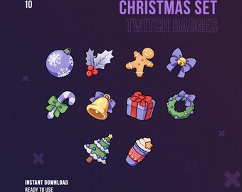 Christmas Set Twitch Badges | Points | Xmas | Channel Point | Twitch Graphics | Sub | Bit Badges | Sweet | Live Stream | Winter | Blue