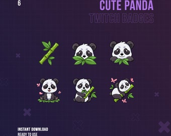 Panda Twitch Badges | Stream Sub & Bit Badges | Cute Bit Badges | Animal | Twitch Graphics | Streamer | Subbadges | Bamboo