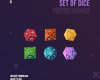 Game Dice Set Twitch Badges | Stream Sub Bit Badges | D&D Players | DnD | Twitch Graphics | Streamer | Subbadges | Board Games | Game Master