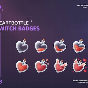 Heart Twitch Badges | Valentines Twitch Badges | Stream Sub & Bit Badges | Bottle Bit Badges | heart | Twitch Graphics | Heart Badges