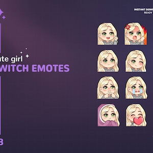 Twitch Emotes | Cute Girl Emotes | Stream Emotes | Blonge Hair and Green Eyes | Cute | girl | Twitch Graphics | Emotes for Streamer