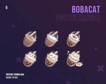 Bobacat Twitch Badges | Stream Sub & Bit Badges | Cub Bit Badges | Bubble | Bob | Twitch Graphics | Cute + Cozy | Cat