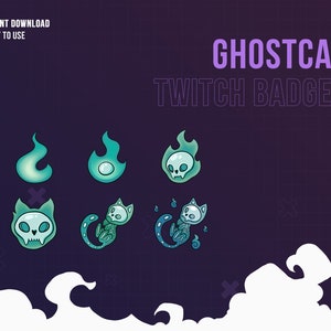 Ghost Cat Badges | Cat Twitch Badges | Stream Sub & Bit Badges | Ghost Badges | cat | Twitch Graphics | Cat Badges