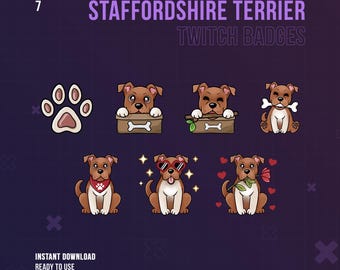 Staffordshire Terrier Twitch Badges | Puppy Twitch Badges | Stream Sub | Stafford Terrier Bit Badges | Twitch Graphics | Dog Badges